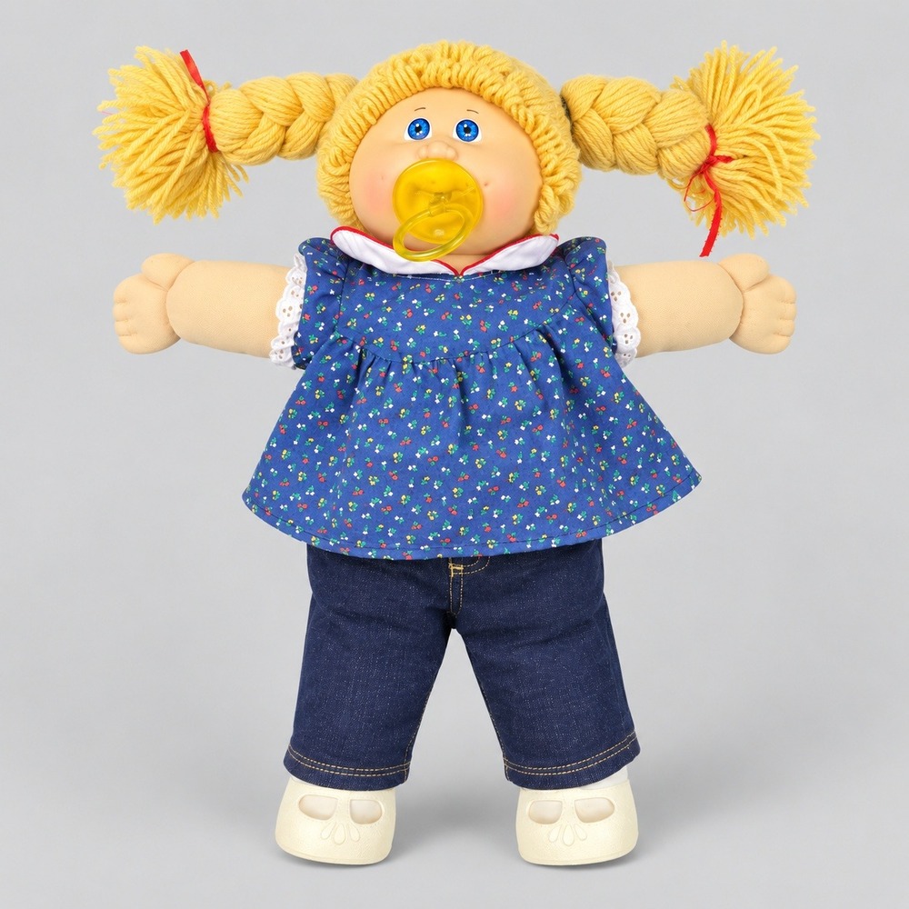 Vintage Coleco Cabbage Patch Kids Girl Blonde Pigtails Pacifier PA-1044 16in